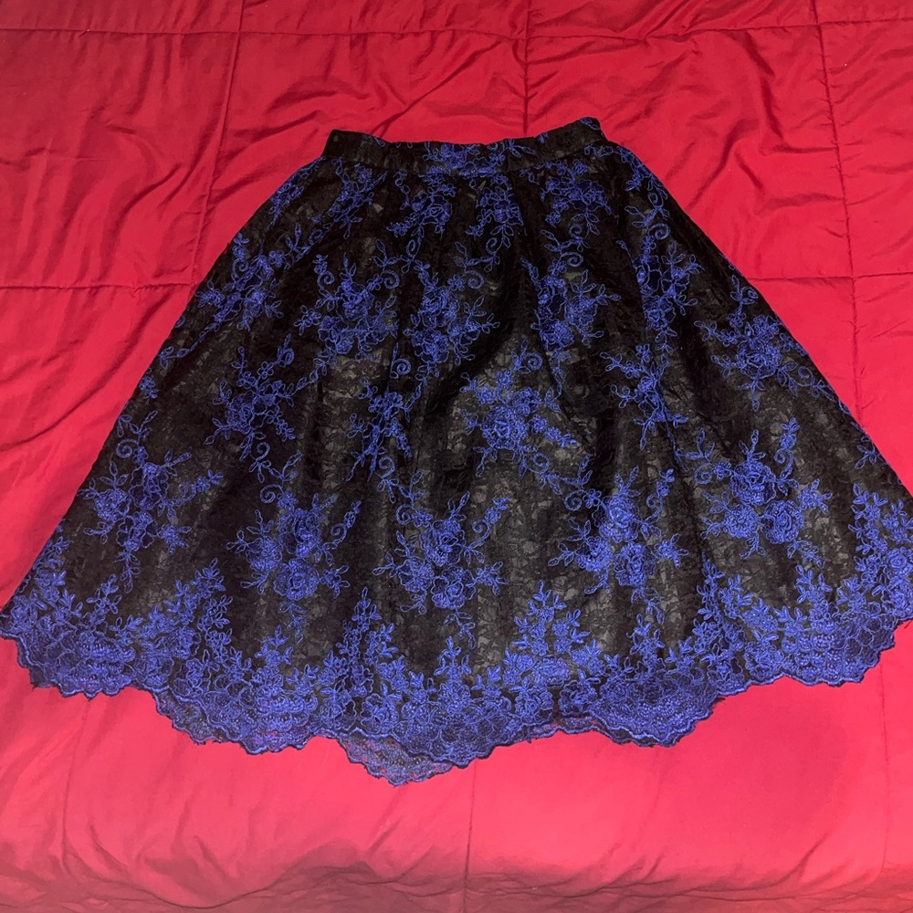 Lace Floral Midi Skirt